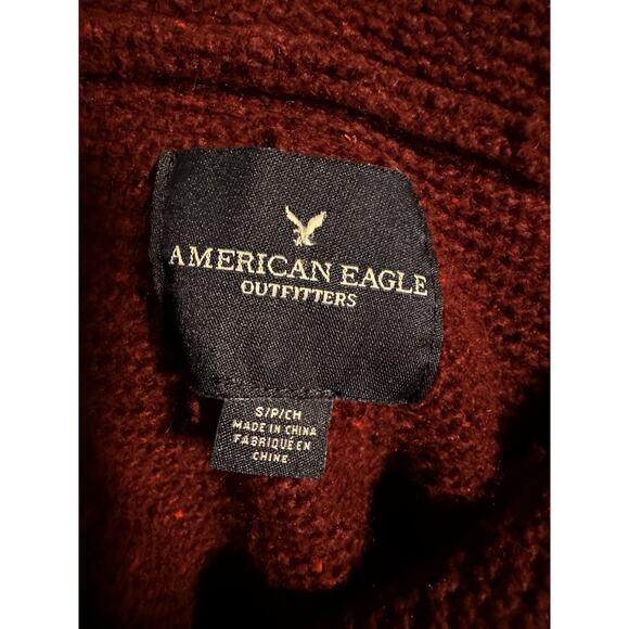 Vintage American Eagle Maroon Hoodie Mens Sz S Oversized Y2k 90s Boho Skater - Picture 3 of 6